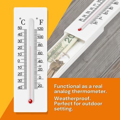 Wall Hanging Thermometer Multifunctional Wall-mounted Temperature Meter Plastic Small Valuables Key Storage for Garden Home