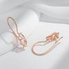Shiny Natural Zircon Flower Long Drop Earrings Women Luxury  Rose Gold  Color Mix Daily Fine Vintage Jewelry