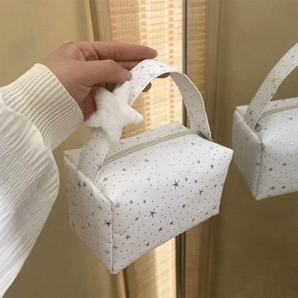 Portable Shining Star Patterns Makeup Bag Large Capacity Handheld Toiletry Bag Storage Bag Home Travel