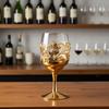 Handcrafted Iron Frame Glass Whiskeys Cup Ornamental Wine Goblet With Sturdy Metal Base For Dining Table