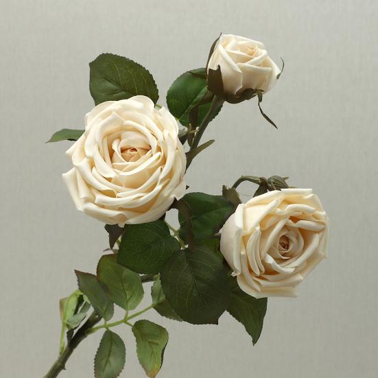 3 Stems Artificial Flowers Bouquet with 2 Heads Blooms And 1 Bud Real Touch Rose Flower Branch for Wedding Home Office Table Decor