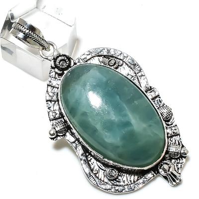 Pandantiv Handmade din Argint Sterling 925 cu Piatră Naturală Acvamarină 2.56" c4N84