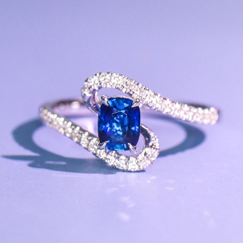 Huitan Gorgeous Blue Cubic Zirconia Women Rings Novel Design Wedding Engagement Band Accessories Luxury CZ New Trendy Jewelry