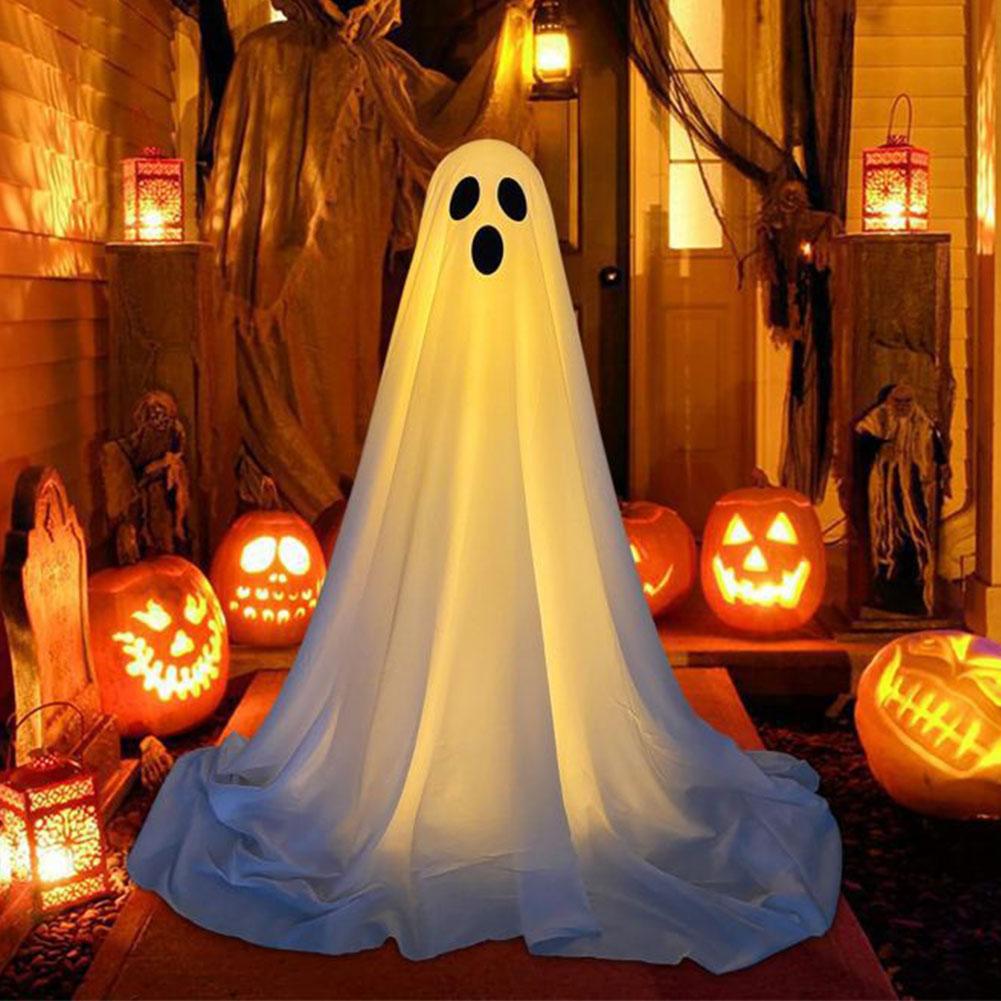 Light Up Ghost Halloween Decorations Outdoor with String Lights Scary Standing Ghosts Decor for Front Door Porch Yard Home Party