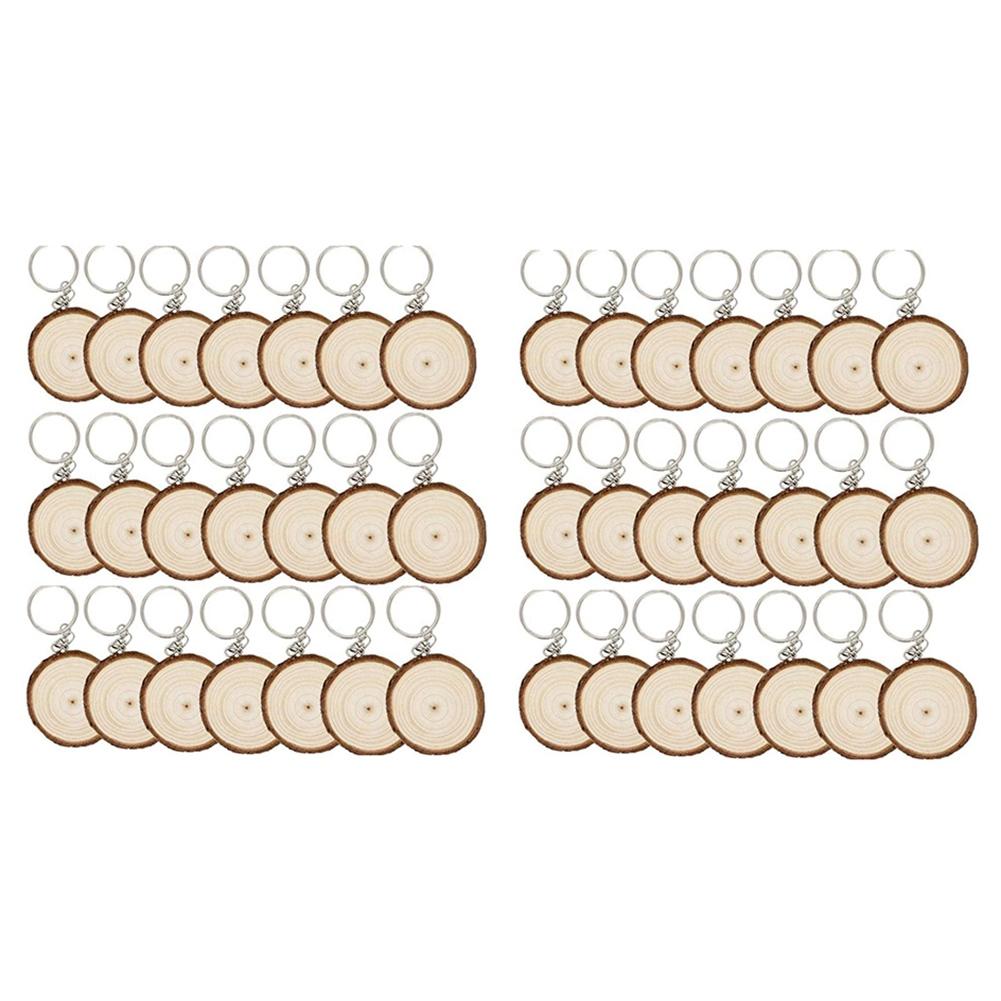 ABWR-40er-Pack Unfertige Holzscheiben Schlüsselanhänger Rohling Handbemalter Holzschlüsselanhänger Kreativer Weihnachtsanhänger DIY Holzschlüsselanhänger
