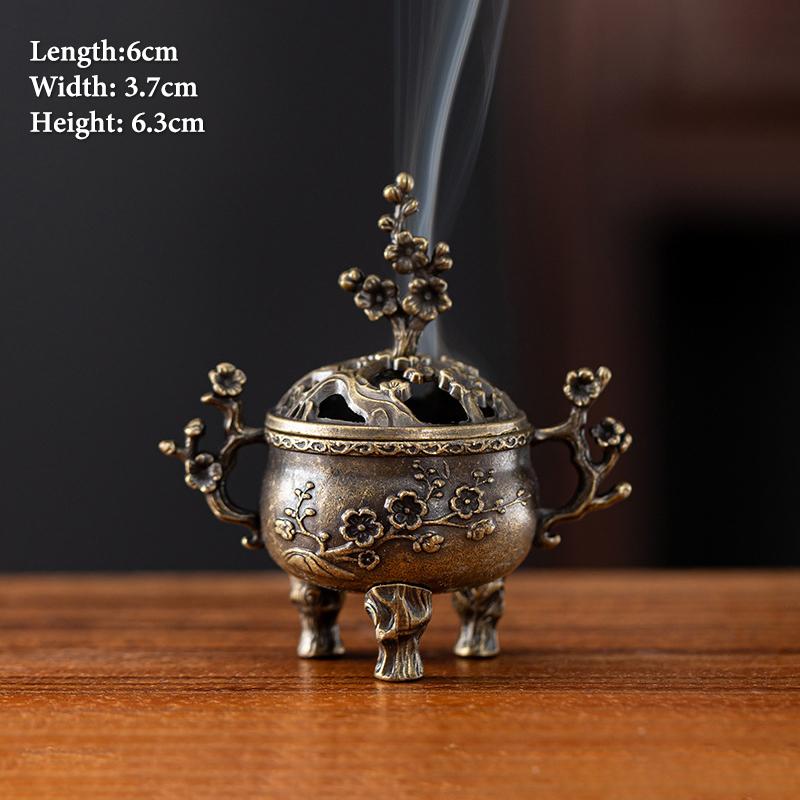 Vintage Alloy Incense Burner Stick Holder Three Legged Hollow Out Mini Sandalwood Censer Incense Burner Home Decoration