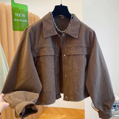Women's Retro Khaki Denim Jacket - New Season Loose Short Top 2025