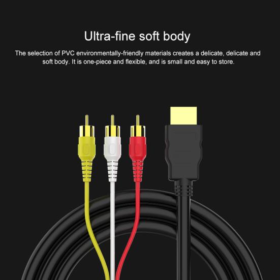 2Pcs/Set RCA Cable HDMI-compatible Male to 3RCA PVC 3 RCA to SCART Adapter for TV