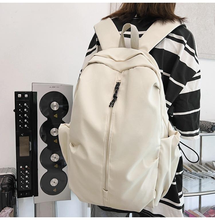 Schoolbag Female Junior High School Students High School Student Backpack Large Capacity Solid Color Backpack