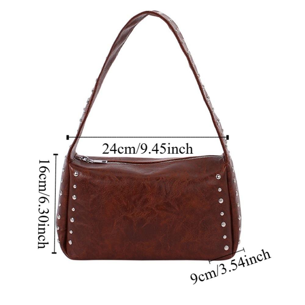 French Retro Rivet Handbag Spicy Girl Style Commuting Shoulder Bag Pillow Underarm Bag  Winter