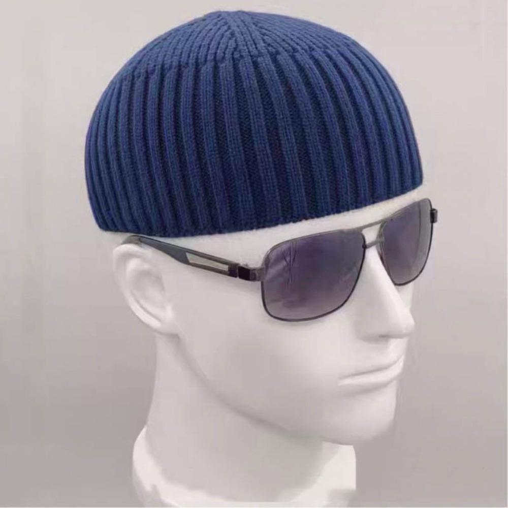 Street Hip-Hop Solid Color Knitted Cap Brimless Elastic Vintage Dome Hat Keep Warm Bonnet Beanies Outdoor