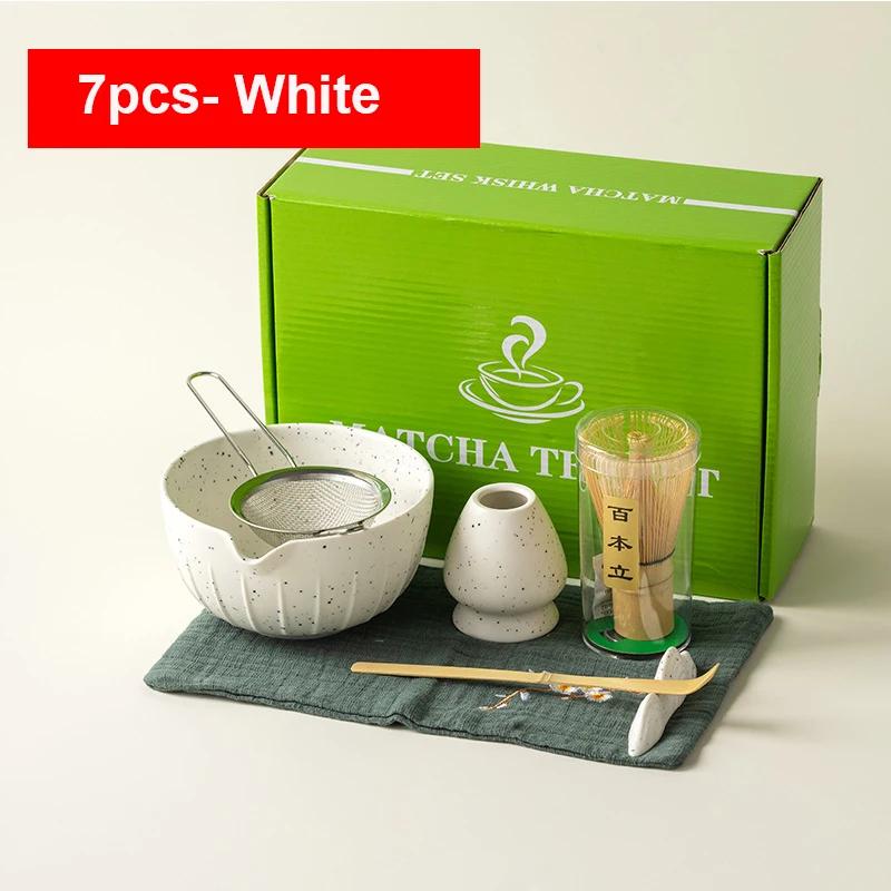 4/6PCS 7pcs Matcha White Tea Whisk Teaware Japanese Ceremony Bamboo Chasen Tea Tool Tea Brush Exquisite Matcha Kit for Teaset