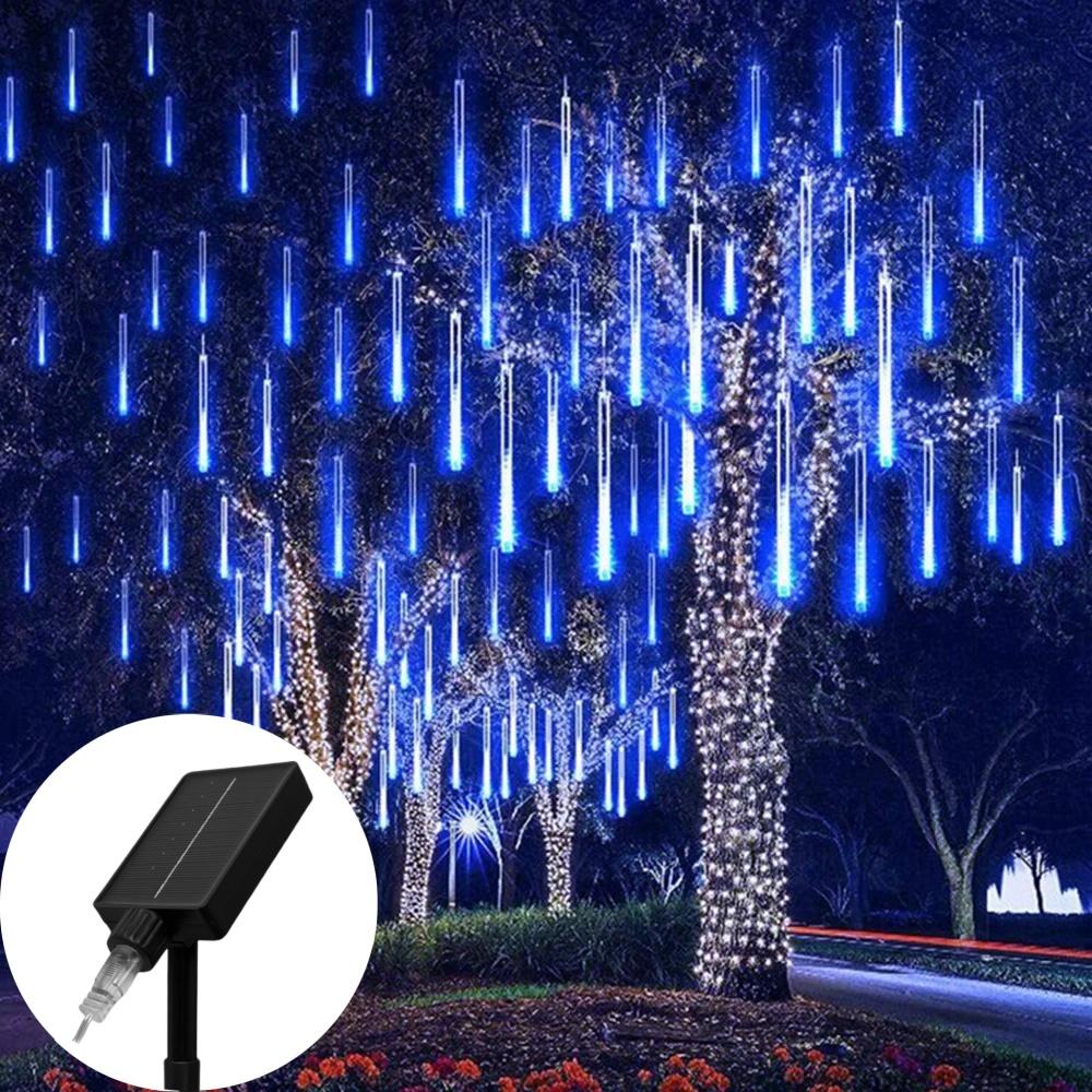 Solar Meteor Shower Rain LED String Lights 8 Tubes Street Garlands Christmas Tree Decorations for Outdoor Fairy Garden Lights