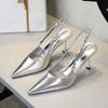 Fashion Women 9.5cm High Heels Lady Patent Leather Stiletto Heel Single Crystal Ankle Strap Heels Pumps Female Breathable Dance Shoes