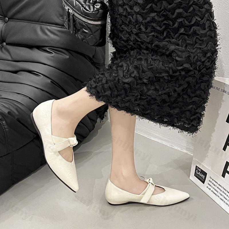 Fashion 2025 New French Style Mary Jane Shoes Spring Women's Soft Bottom Casual Versatile Butterfly Bow Shallow Mouth Strap Single Shoes