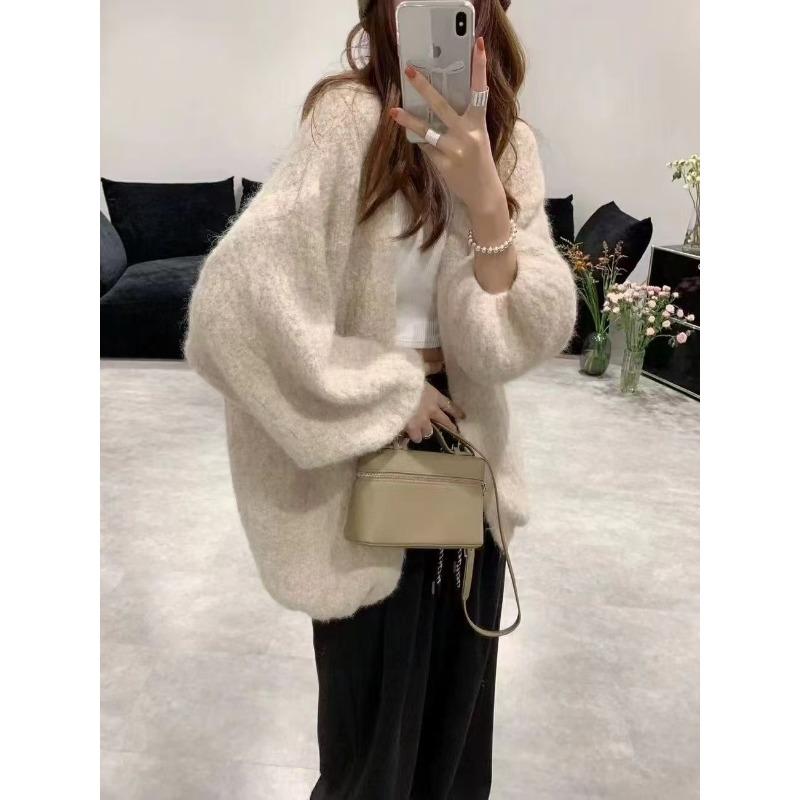 Pulover de culoare cafea în stil mare leneș coreean Cardigan largi tricotat pentru femei, toamnă/iarnă, haină subțire