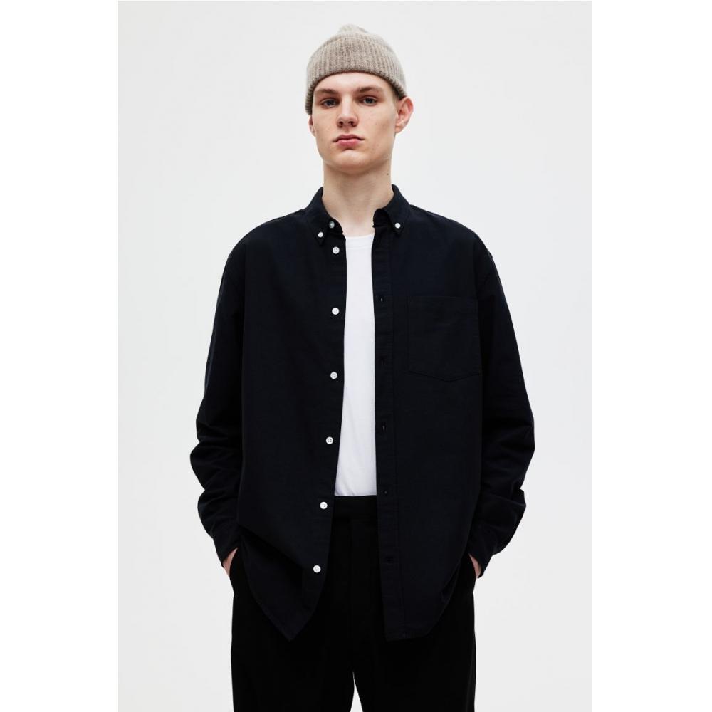 

Рубашка HM Regular Fit Oxford черная XS