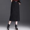 Chic High-Waisted Wool Blend Slit Skirt – 2026 Autumn/Winter Elegant Korean Style