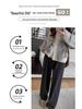 Women's Gray High-Waisted Slimming Wide-Leg Lazy Pants for Spring & Autumn