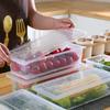 Japanese Refrigerator Frozen Fish Drain Fresh-Keeping Box Kitchen Sorting Storage Box Plastic Rectangular Refrigerated Box With Lid