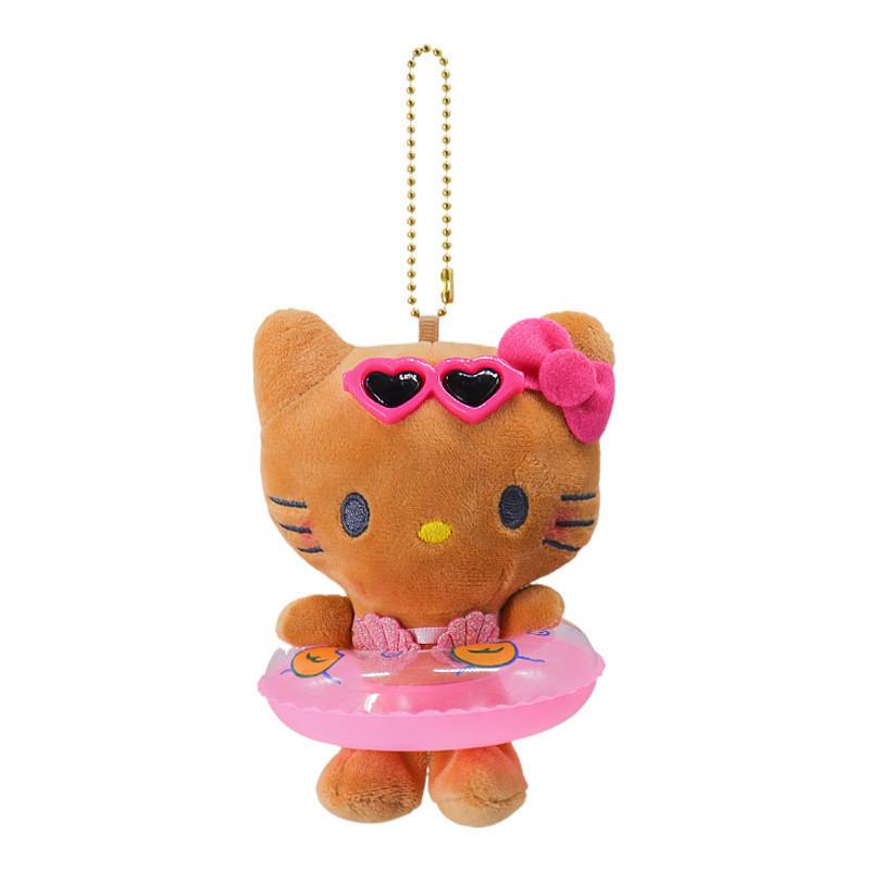 Japanese Style Cute Hawaiian Kt Cat Plush Keychain Super Soft Short Plush Accessory
