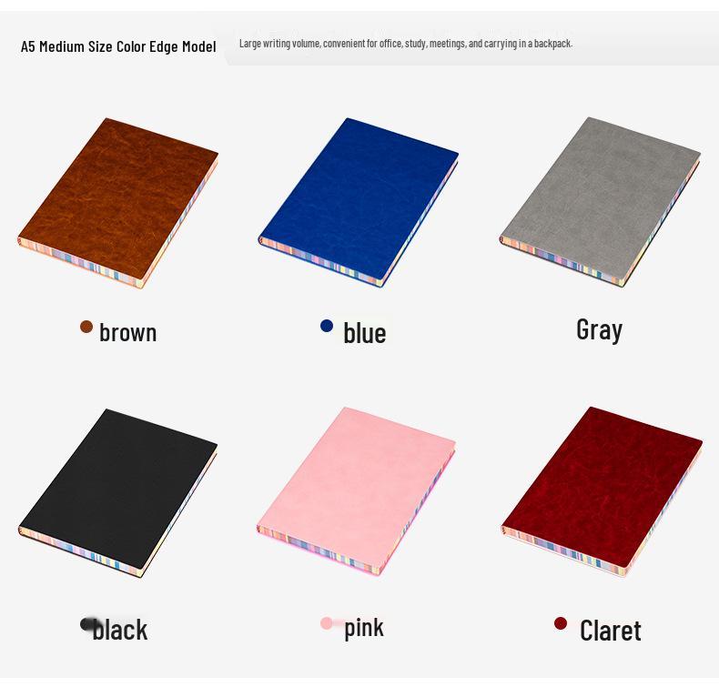 A5 Soft Cover Rainbow Edge Cute Notebook - Custom Color Edge Thick Leather Diary