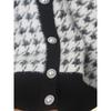 American Brand G Home Mink-like Wool Long Sleeves Cardigan Export round Neck Classic Style Houndstooth Women's Sweater Outwear