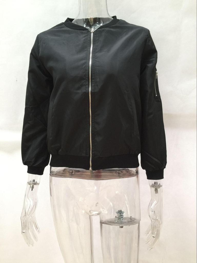Giacca Moda Autunno Inverno 2016 Europa America Colore Unico Zip Corta