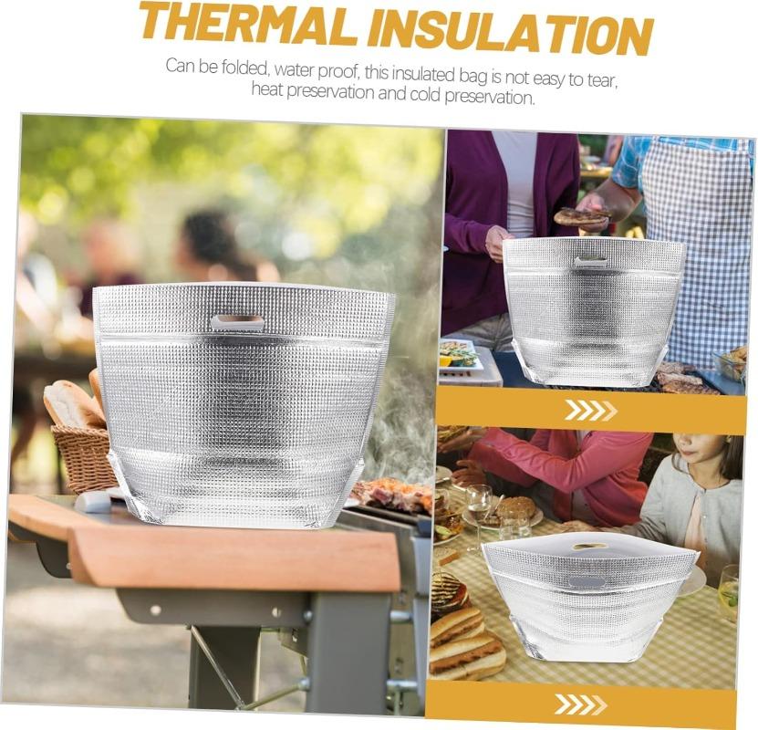 Portable Aluminum Foil Insulated Bag Reusable Thermal Lunch Tote for Cold Food and Drinks Kitchen Cooler Pouch