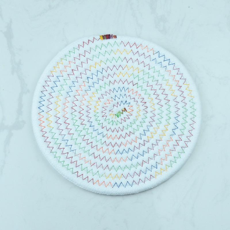 Nordic Insulated Round Cotton Woven Placemat and Coaster Set - Heat Resistant Dining Table Pad.