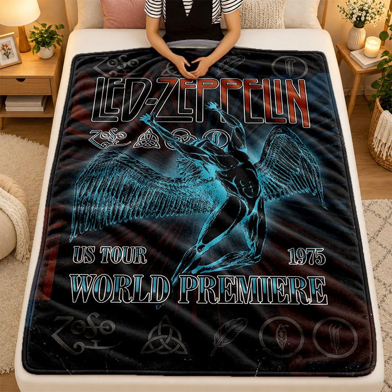 Flannel BlanketLed Zeppelin Warm Soft Throw Blanket for Indoor Sofa Bed Living Room Use