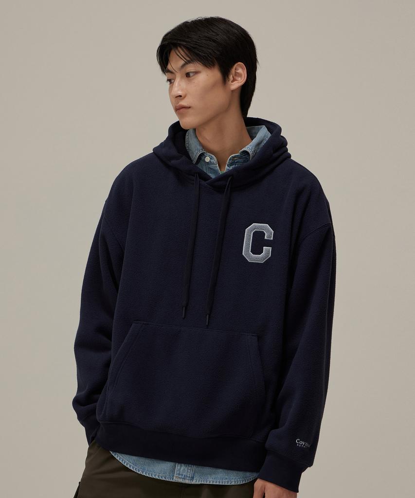 C Logo Fleece Oversized Hoodie Navy