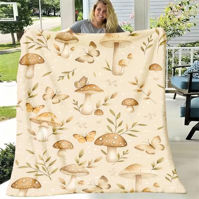 1pc Digital Print Mushroom Element Blanket, Suitable for Bed, Sofa, Travel And Camping, Ultra Soft Comfortable Blanket for All Seasons