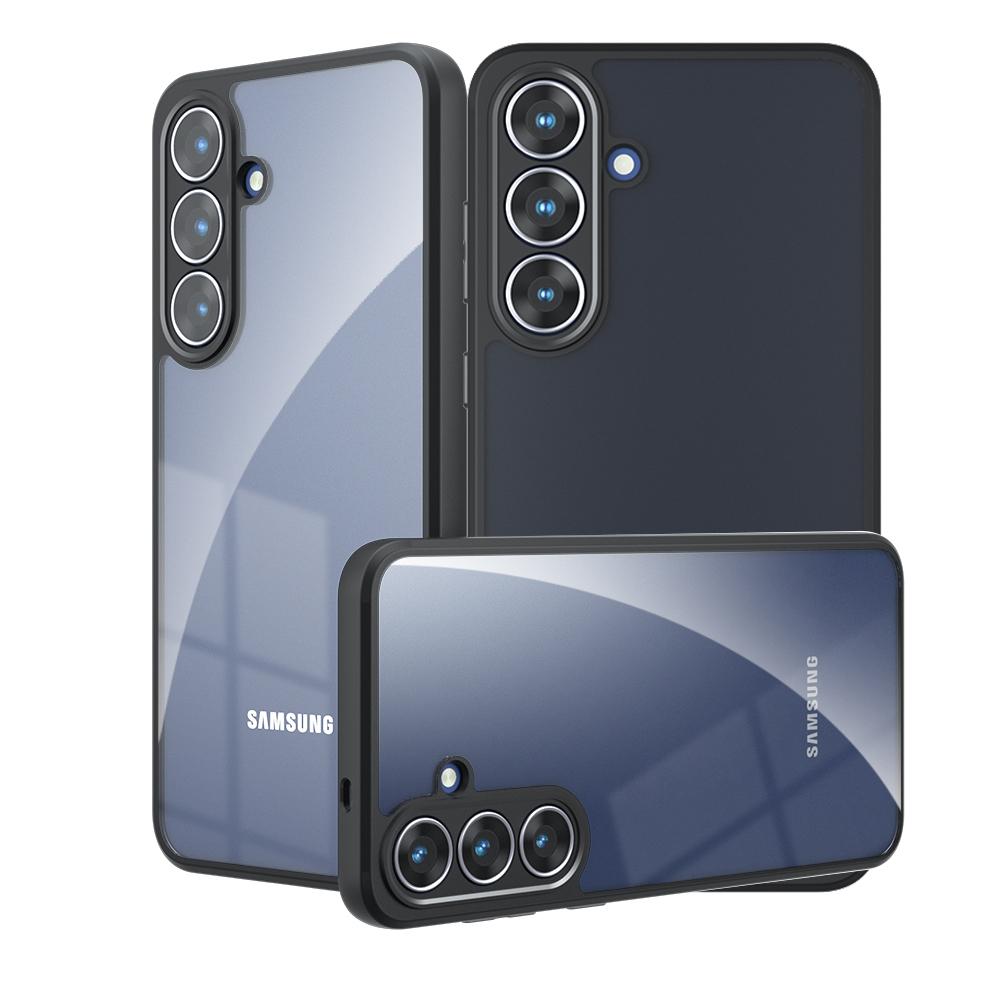 Pro Samsung S25 FE Pouzdro Kryt Samsung Galaxy S25 FE Capas Nárazuvzdorný Matný Černý Rám Průhledný Čirý Fundas Samsung S25 FE