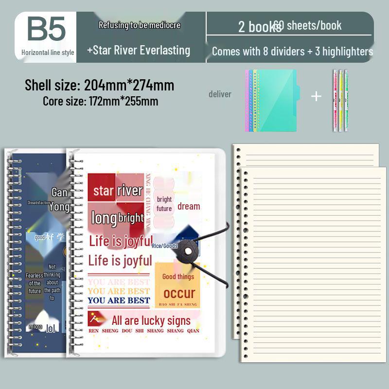 B5 Detachable Coil Ring Binder Thickened Notebook - High Aesthetic Ins Style