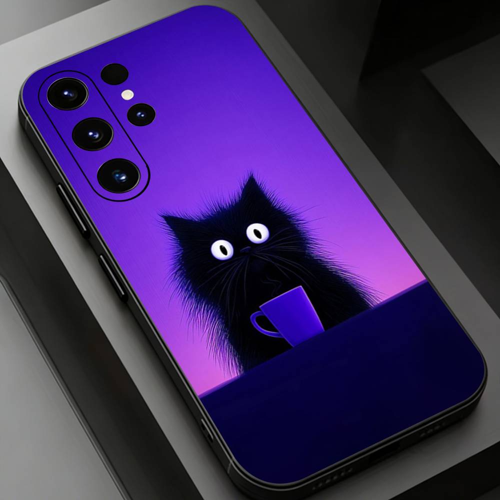 Schwarze Katze Handyhülle für Samsung Galaxy S24,25,26,23 22,21,S20 Plus Ultra FE weiche Hüllen