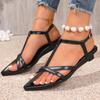 Fashion Women Pointed Toe Flats Sandals Slingback Shoes Summer 2025 Dress Slippers Beach Casual Shoes