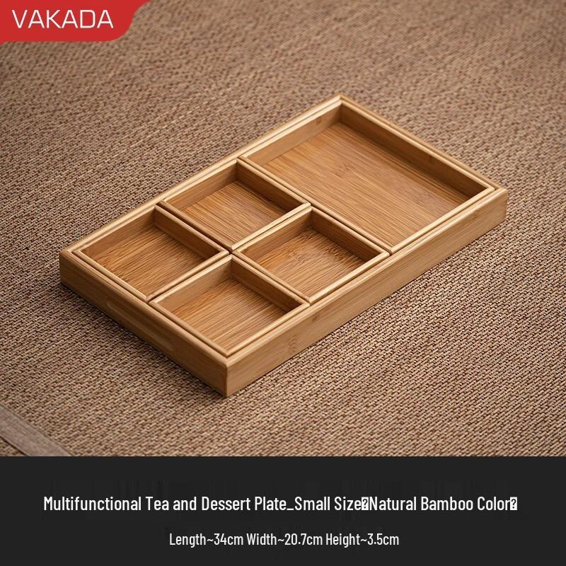 VAKADA Wooden Rectangular Divided Snack & Nut Tray
