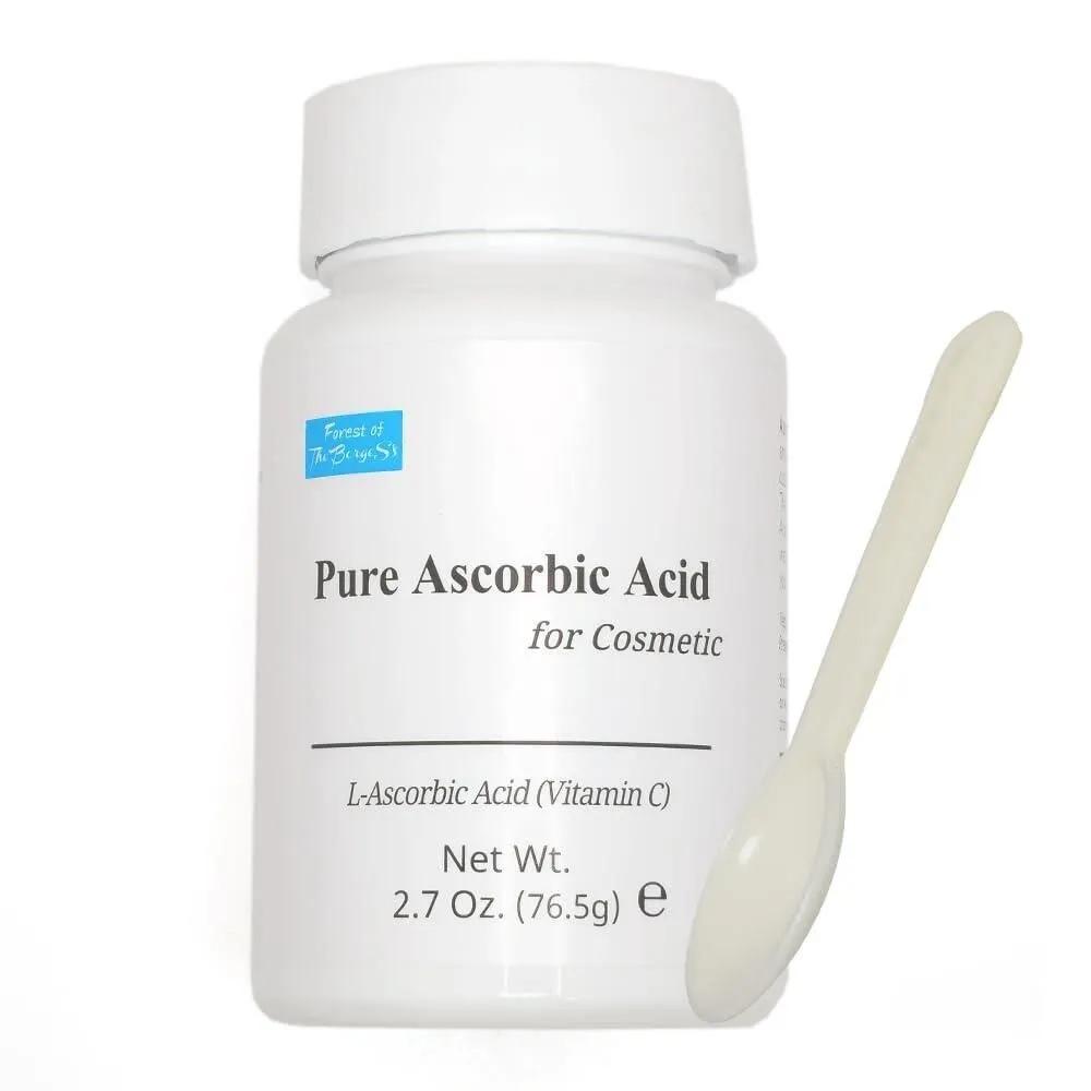 Pure Ascorbic Acid Cosmetic 76.5g 2.7 oz 76.5g Pure C Powder for topical use on facial skin. Includes mini spoon of L-Ascorbic Acid. [