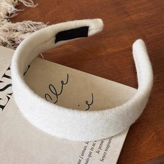 Women Headband Wide-Brimmed Sponge Filling Soft Suede Texture Hair Hoop Autumn