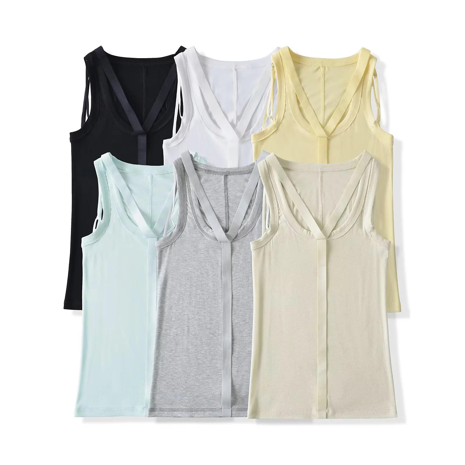 

2025 Summer Women s V-Neck Sleeveless Tank Top - Stylish, Versatile Casual Camisole Large небесно-голубой