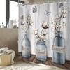 1pc Rustic Farmhouse Shower Curtain - Butterfly Vintage Farm, White Barn Door Design - Country Modern Western Wood Plank Theme