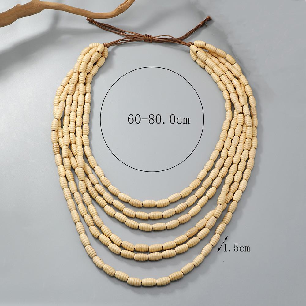 Bohemian Wooden Multilayer Necklace For Women Handmade Ethnic Style