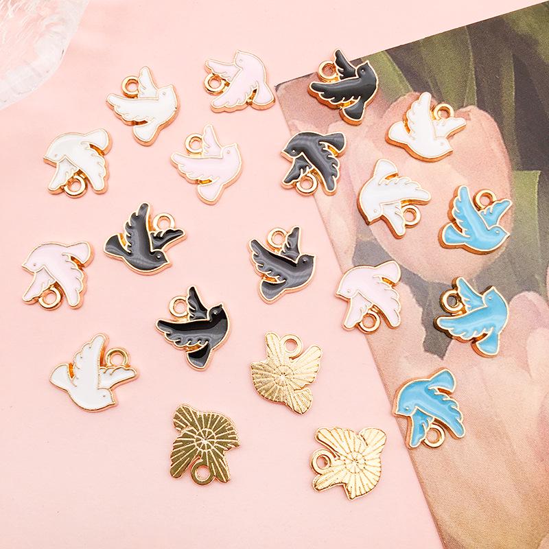 Korean Alloy Drip Oil Pigeon Pendant for DIY Jewelry & Hair Accessories