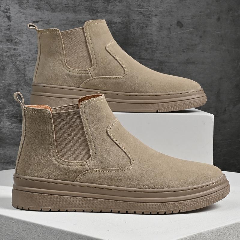 Autumn and winter new men's Chelsea Martin boots leather mid-top men's shoes one pedal