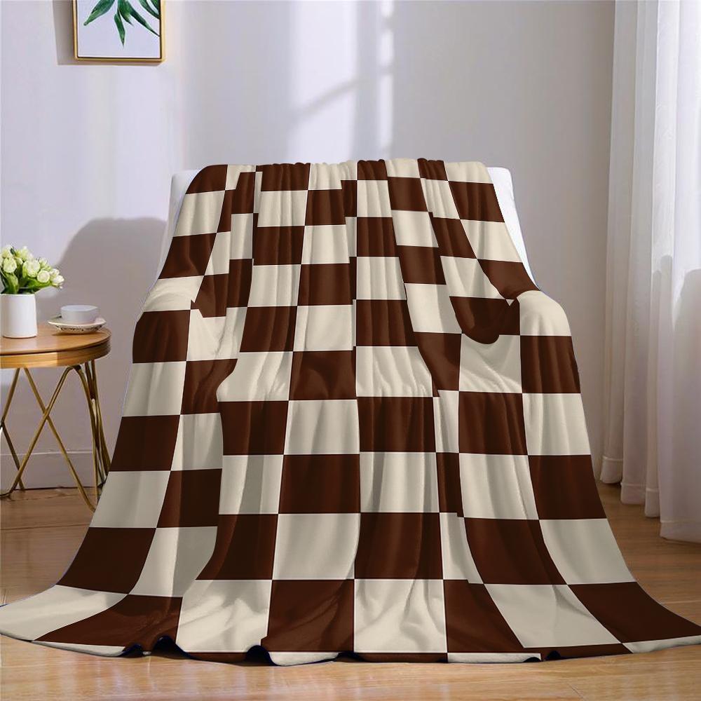 Braun-Beige Karomuster Flanelldecke Warm Weich Halloween Weihnachten Sofa Warm Gemütlich Dekoratives Dekor Geschenk für Alle Jahreszeiten