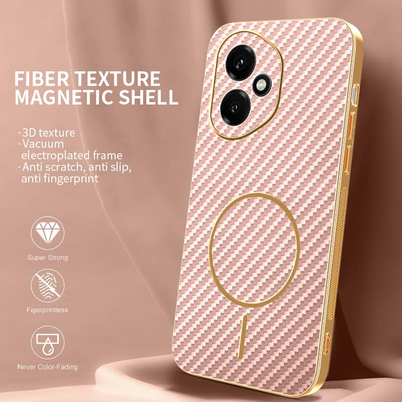 Pro Honor 400 5G (Globální) Pouzdro na telefon Texturovaný elektroplátovaný TPU zadní kryt s karbonovým vláknem