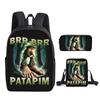 Italian Brainrot 3Pcs/Set Backpack With Messenger Bags ,Pencil Bags For Boy/Girls Best Gift 2D Flat Cartoon Student School Bags