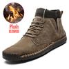 Brand Men's Snow Boots Winter Plush Warm Men Motorcycle Boots Non-slip Leather Male Snow Boots Autumn Man Work Shoes