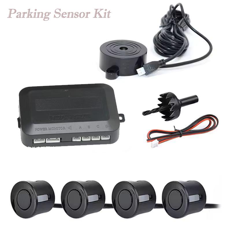 Car Reverse Radar Kit with 4 Parking Sensors Vehicle Backup Alarm System Sensor Detection for Vehicle Parking Assistance
